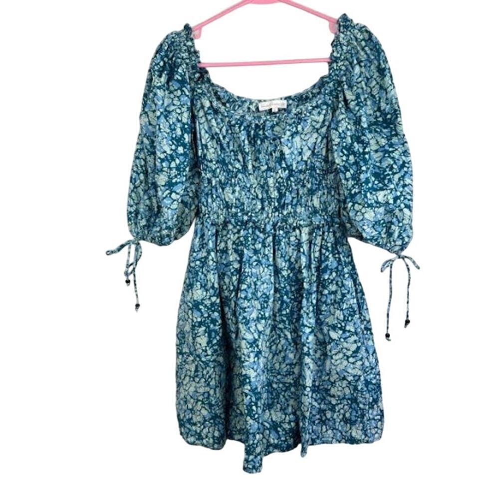 House of Harlow 1960 x Revolve Blue Ruffle puff sleeve mini dress size small